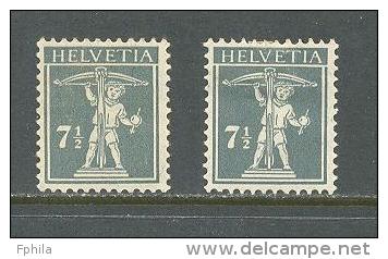 1915 (1918) SWITZERLAND DEFINITIVES 2x MICHEL: 138 Type III MH * - Unused Stamps