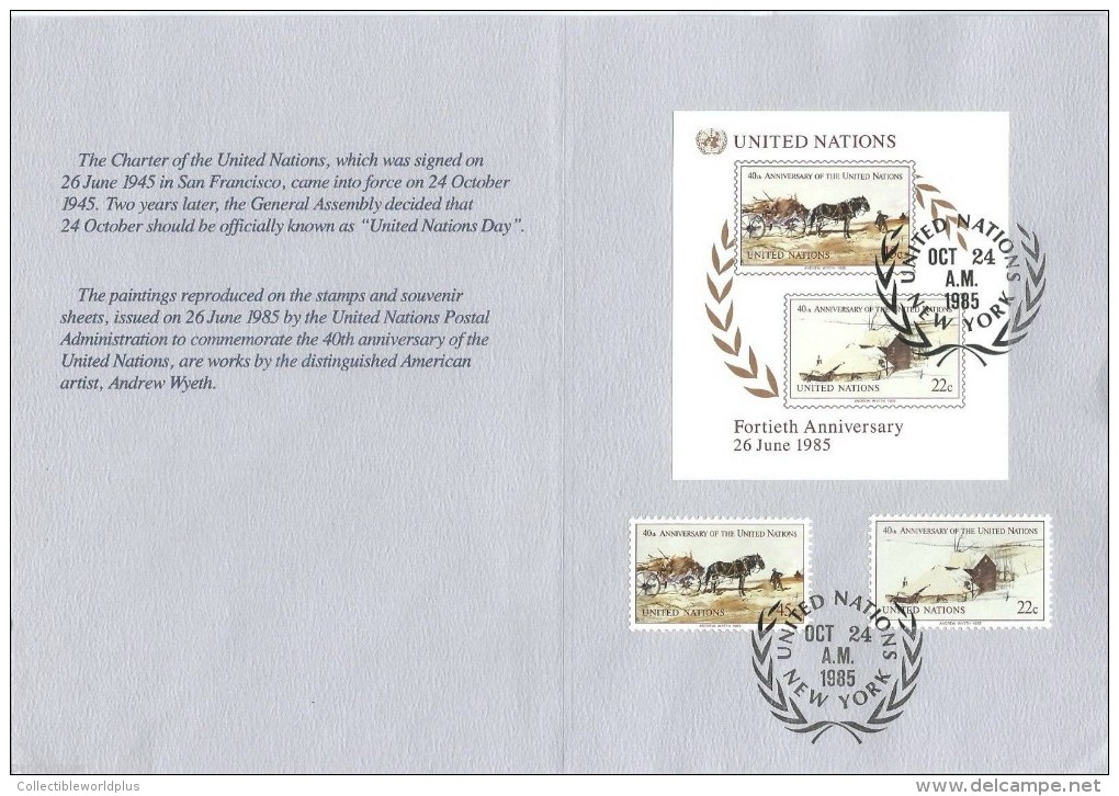 UNITED NATIONS DAY - 40TH ANNIVERSARY - STAMP LARGE FDC FIRST DAY COVER - Gemeinschaftsausgaben New York/Genf/Wien