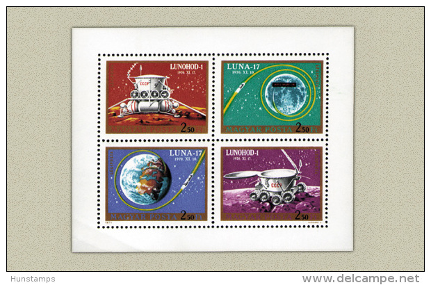 Hungary 1971. Space - Luna 17. - Sheet MNH (**) Michel: 2654-2657 Klb. / 4.50 EUR - Ongebruikt