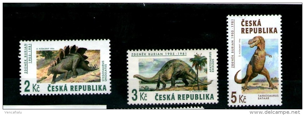 Year 1994 - Prehistoric Animals By Painter Zdenek Burian, Set Of 3 Stamps,MNH - Unused Stamps