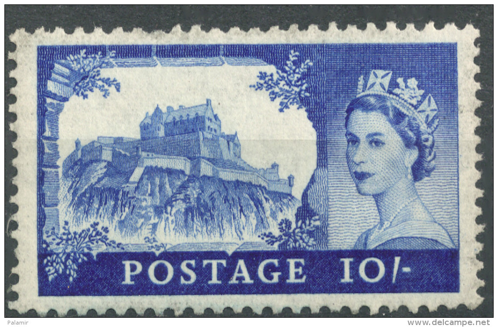 Great Britain 1959   Castle Of Edinburgh   10Sh   MNH    Scott#373 - Unused Stamps