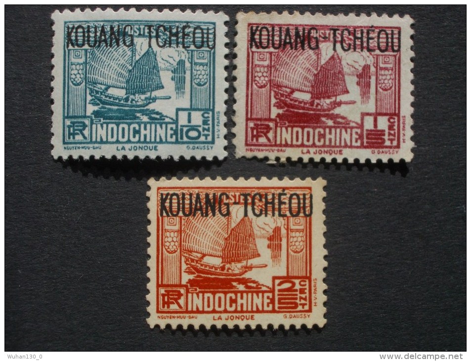 KOUANG - TCHOU  *  De  1937    "   Timbres Indochine 1931 Surchargés    "  N° 97 ,  98 , 99      3 Val . - Unused Stamps