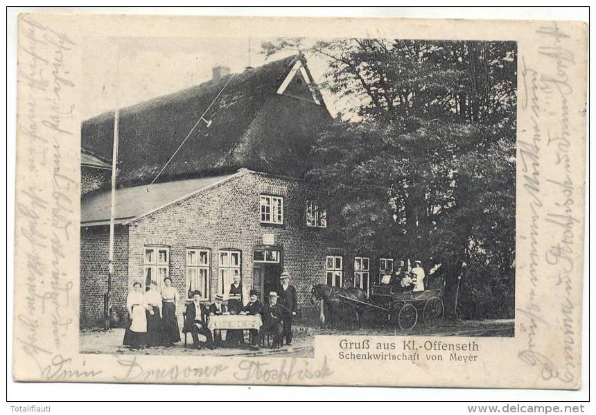 Gruß Aus Klein Offenseth Sparrieshoop Schenkwirtschaft Von Meyer Belebt Pferde Kutsche  22.9.1914 Gelaufen Feldpost - Pinneberg