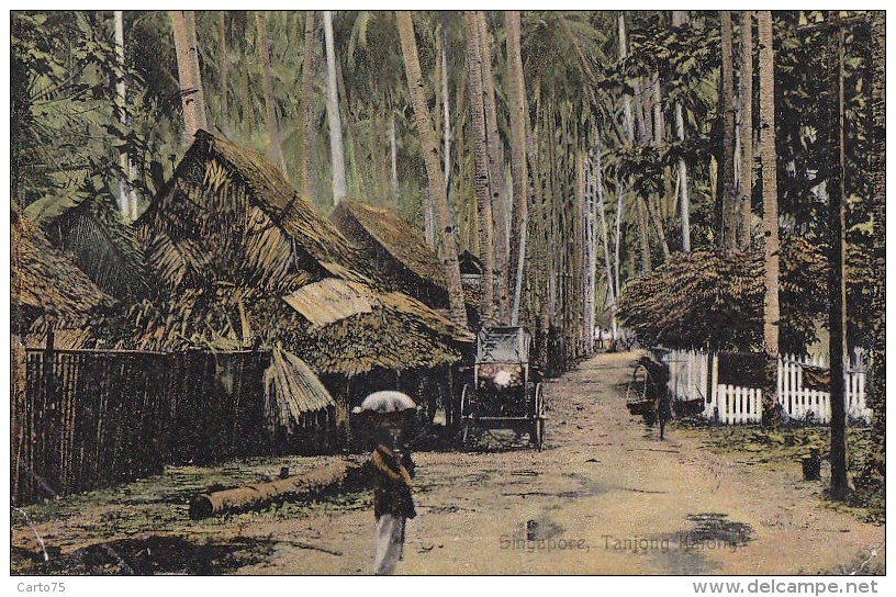 Singapour - Singapore - Tanjong Kalong Village - Postal Mark Singapore 1906 Cauvigny Oise - Singapore