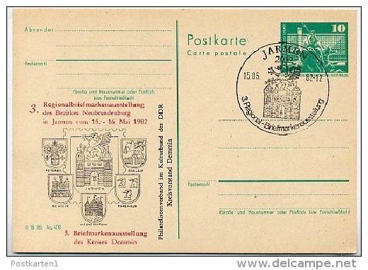 DDR P79-15a-82 C187-a Postk. ZUDRUCK AUSSTELLUNG  NEUBRANDENBURG Sost. 1982 - Cartes Postales Privées - Oblitérées