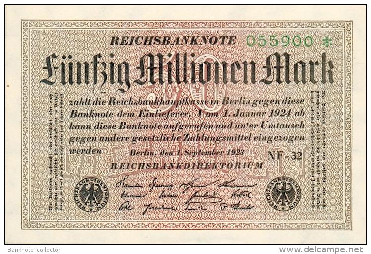 Deutschland, Germany - 50 Mio. Mark, Reichsbanknote, Ro. 108 E,  ( Serie NF ) XF ( II ), 1923 ! - 50 Mio. Mark