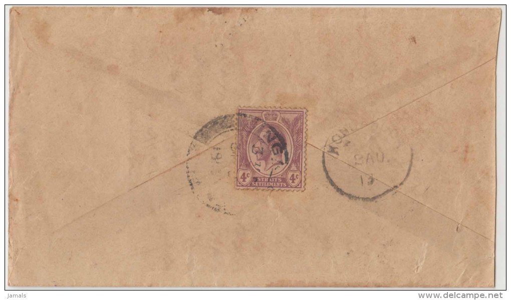 Straits Settlements, Cover Sent From Singapore To Kondanoor, 2 Pictures - Straits Settlements