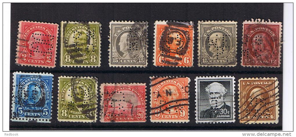 RB 976 - 12 X USA Perfin Stamps - Perforés