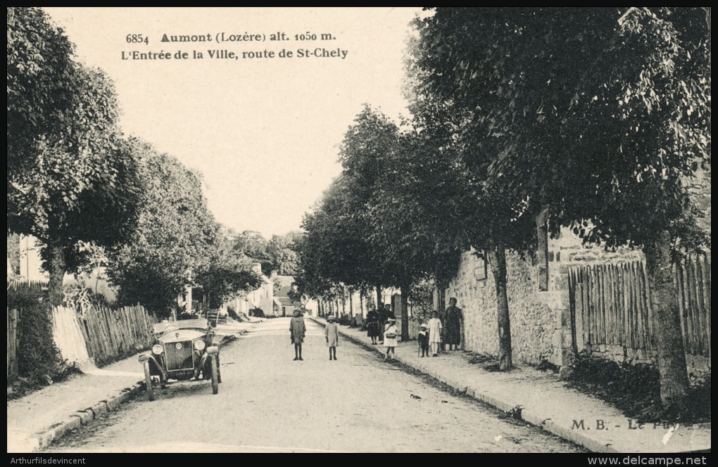 RARE CPA AUMONT AUBRAC LOZERE - L´ENTREE DE LA VILLE - ROUTE DE ST SAINT CHELY - BELLE ANIMATION - - Aumont Aubrac