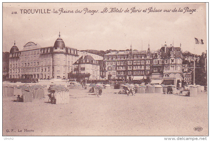 CPA Trouville - La Reine Des Plages - Les Hôtels De Paris Et Palace Vus De La Plage (0666) - Trouville