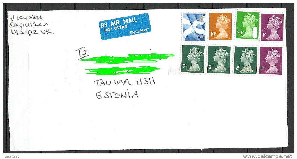 GREAT BRITAIN England Air Mail Cover To Estland Estonia Estonie With Many Queen Elizabeth II Stamps - Lettres & Documents