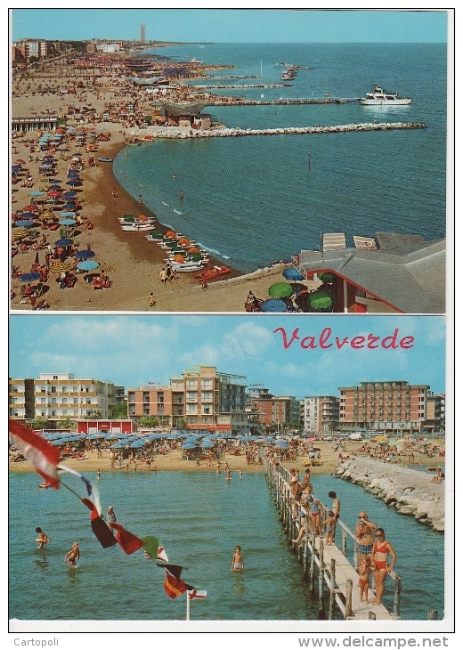 ^ VALVERDE DI CESENATICO RIMINI SPIAGGIA ALBERGHI PANORAMA 2 CARTOLINE A8 - Rimini