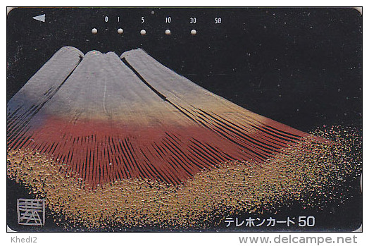 RARE Télécarte Japon LAQUE & OR - Montagne Volcan MONT FUJI - LACK & GOLD Japan Phonecard Telefonkarte - 189 - Montagnes