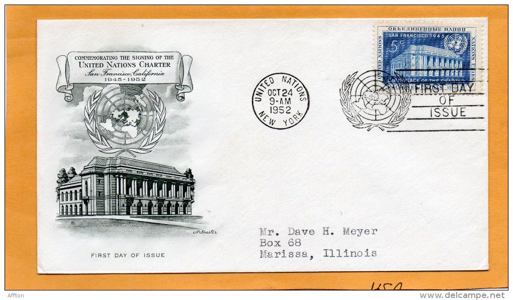 United Nations New York 1952 FDC - FDC