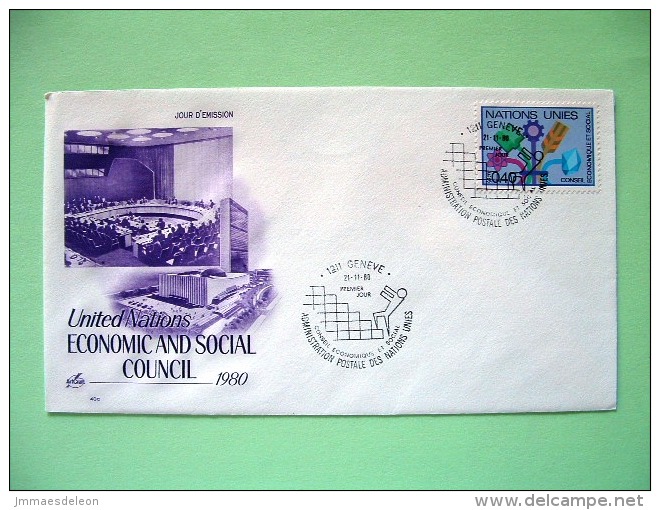 United Nations Geneva Switzerland 1980 FDC Cover - ECOSOC - Economic And Social Council - Flowers Stairs - Lettres & Documents