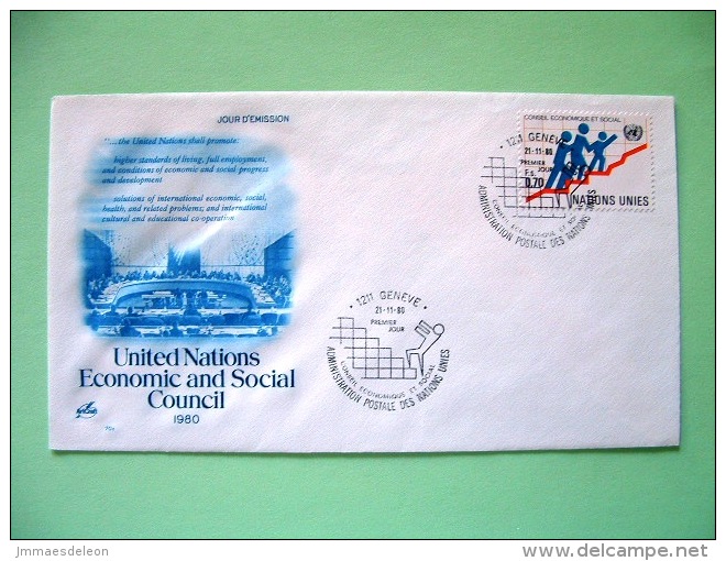 United Nations Geneva Switzerland 1980 FDC Cover - ECOSOC - Economic And Social Council - Stairs On Charts - Lettres & Documents