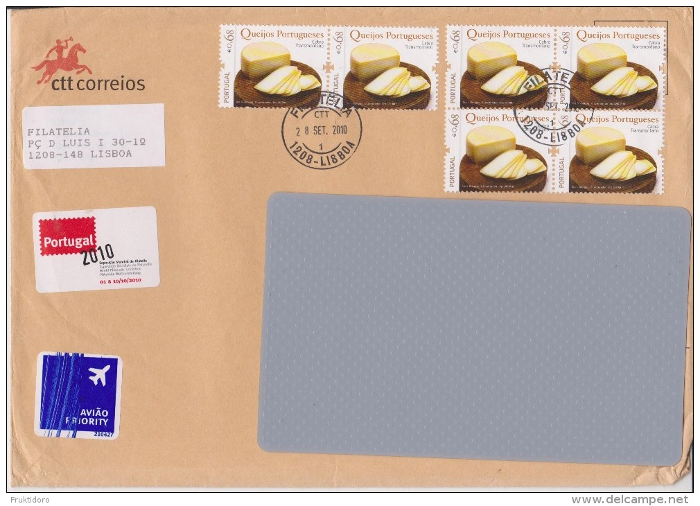 Portugal Envelope With Mi 3534 Portuguese Cheeses - Cabra Transmontano Cheese PDO + Customs Declaration - Oblitérés