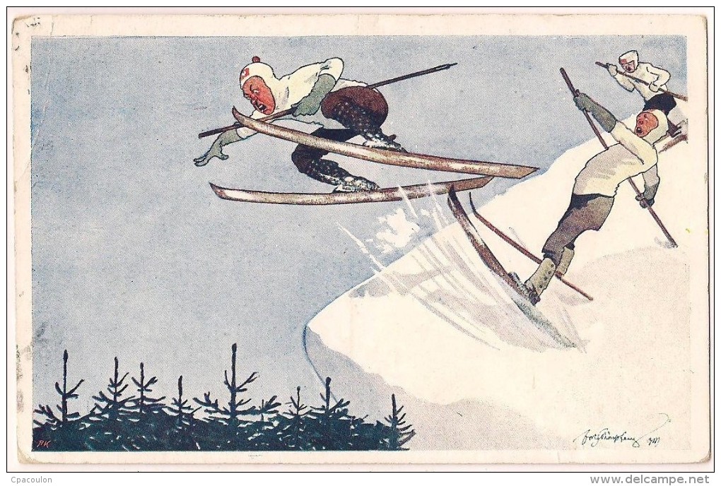 Illustrateur Fritz Schöenpflug - Saut à Ski [4849] - Schoenpflug, Fritz