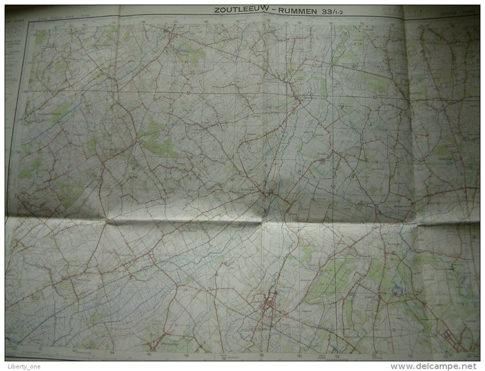 Belgie Stafkaart ZOUTLEEUW - RUMMEN 33/1-2 - 1/25.000 ( Oudere 2de Hands Kaart ) ! - Europe