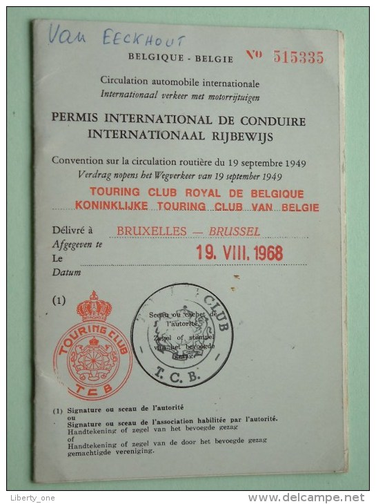 PERMIS International De CONDUIRE / Int. RIJBEWIJS Brussel 1968 N° 515335 ( Eeckhout Herent / Zie Foto Voor Détail ) ! - Non Classés