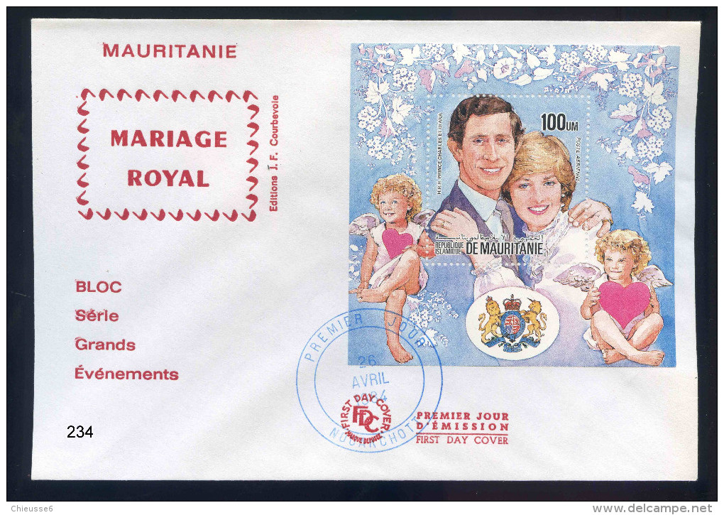 PJM234 -  	Mauritanie -  Bloc -  Mariage Royale -Le Prine Charles - La Princesse Lady - Diana -  26 Avril  1984 - - Mauritanië (1960-...)