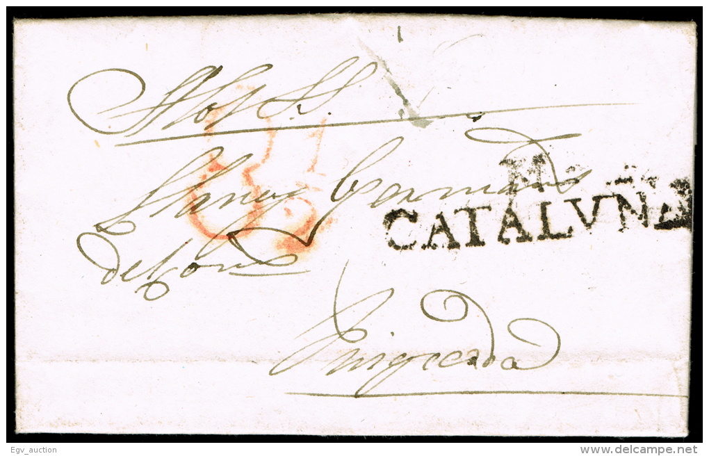 BARCELONA PREF.- MANRESA PE 12 N - 1833 CARTA CIRC. A PUIGCERDA + PORTEO 8 1/2 - ...-1850 Préphilatélie