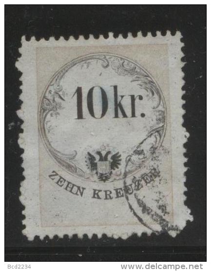 AUSTRIA 1866 REVENUE 10KR ON WHITE PAPER NO WMK PERF 12,00 X 12,00 BAREFOOT 136 - Revenue Stamps