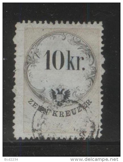 AUSTRIA 1866 REVENUE 10KR ON WHITE PAPER NO WMK PERF 12,00 X 12,00 BAREFOOT 136 - Revenue Stamps