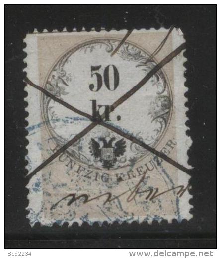 AUSTRIA 1866 REVENUE 50KR ON WHITE PAPER NO WMK PERF 12.00 X 12.00 BAREFOOT 141 - Revenue Stamps