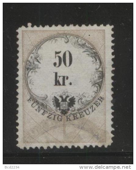 AUSTRIA 1866 REVENUE 50KR ON WHITE PAPER NO WMK PERF 12.00 X 12.00 BAREFOOT 141 - Steuermarken