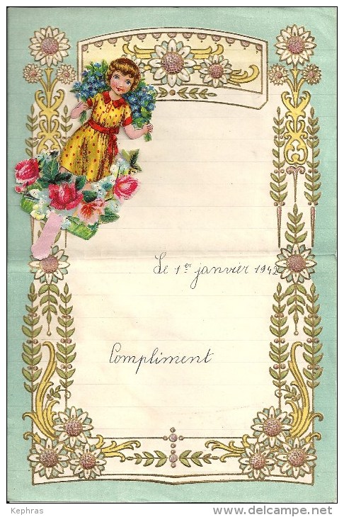 Superbe Lettre Gaufrée Avec Decoupi à Système - Enfant - 1942 - Kinderen