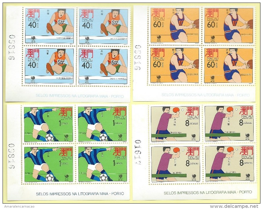 TIMBRES - STAMPS - PORTUGAL - MACAO/MACAU - JEUXS OLYMPIQUES SEUL 1988 -SERIE BLOCS 4 TIMBRES NEUFS - BORD FEUILE - RARE - Nuovi