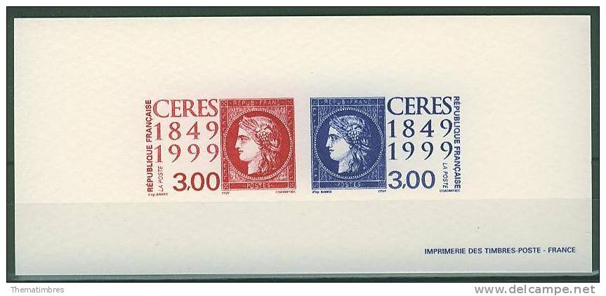 GRA3211 Ceres Timbre Sur Timbre 3211 à 3212 France 1999 Gravure Officielle - Storia Postale