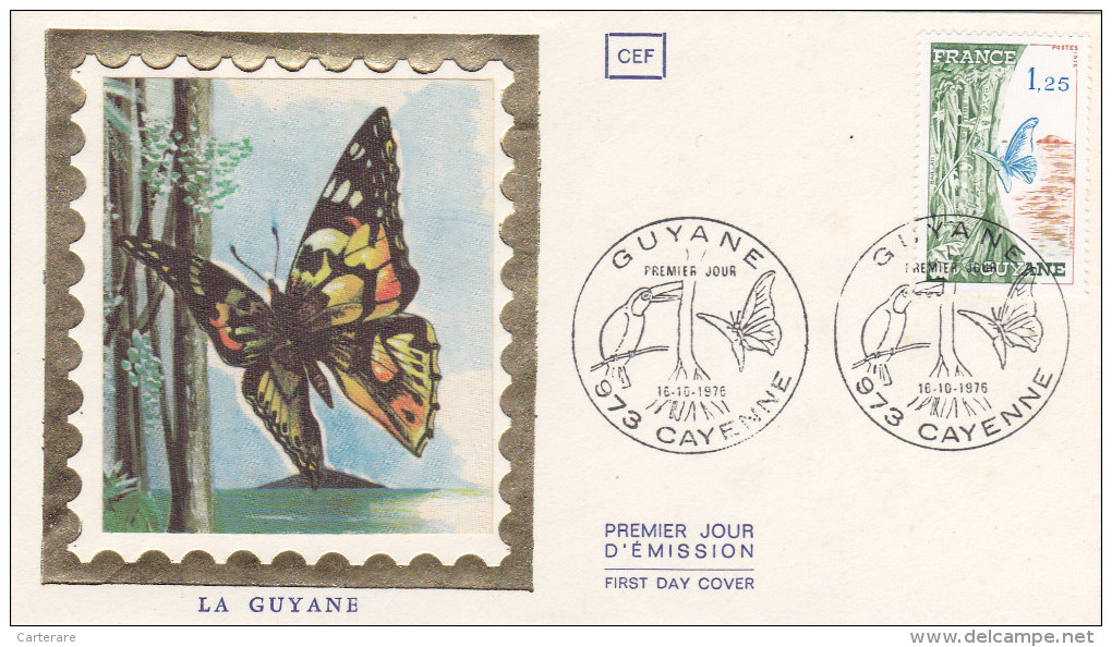 FRANCE,LETTRE,timbre,cach Et,FDC,PAPILLON DE GUYANE,CAYENNE,OUTRE MER FRANCAIS,AMERIQUE DU SUD,FORET EQUATORIALE - Guyana (1966-...)