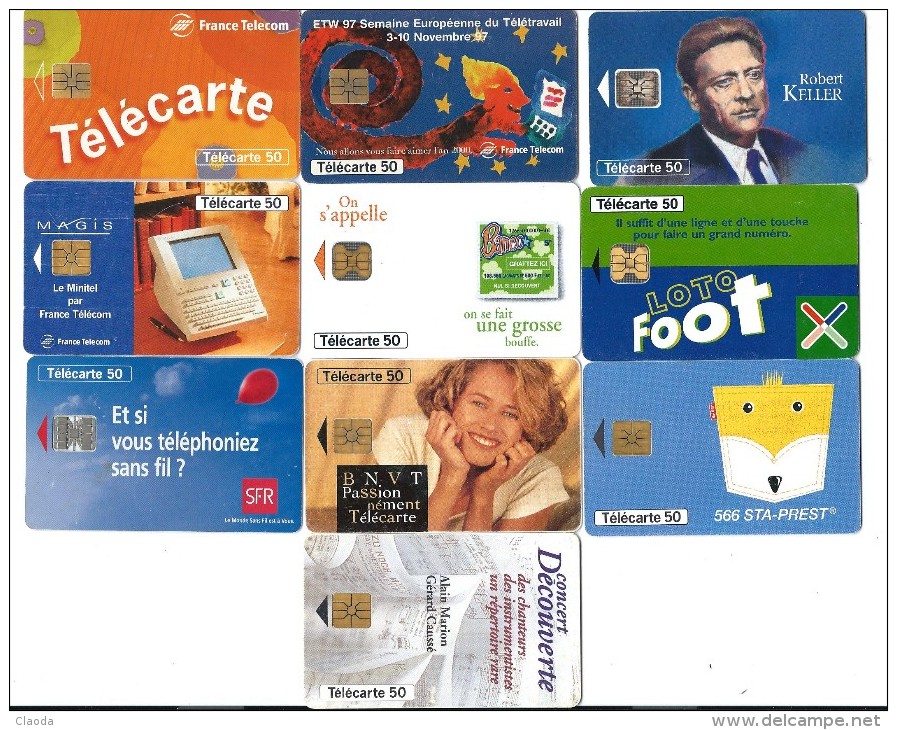 1 TL - 10 CARTES A PUCES  - FRANCE 50 U - LOT 1 - Colecciones