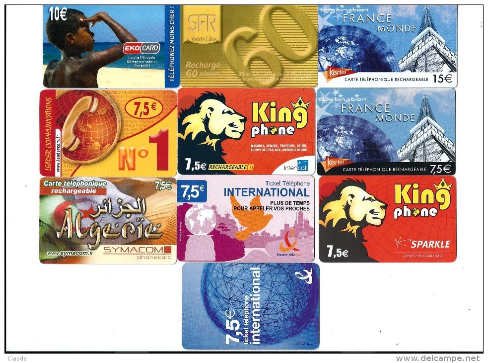 5 TL - 10 CARTES PREPAYEES  - FRANCE Ou INTERNATIONAL  - LOT 5 - Colecciones