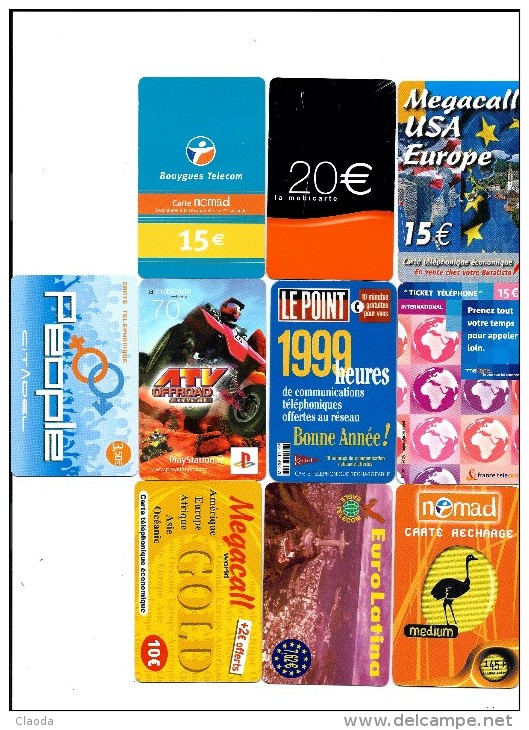 7 TL - 10 CARTES PREPAYEES  - FRANCE Ou INTERNATIONAL  - LOT 7 - Lots - Collections