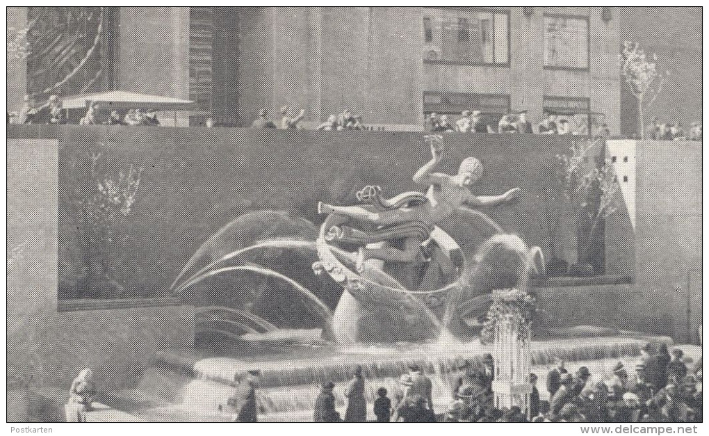 ALTE POSTKARTE PROMETHEUS FOUNTAIN NEW YORK ROCKEFELLER CENTER 1937 Springbrunnen USA America Vintage Postcard Cpa - Manhattan