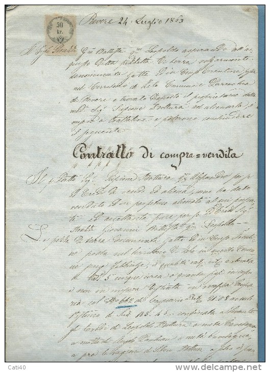 1863  REVERE - LOMBARDO VENETO CONTRATTO MANOSCRITTO DI COMPRA VENDITA  CON MARCHE DA BOLLO - 12 PAGINE - Manoscritti