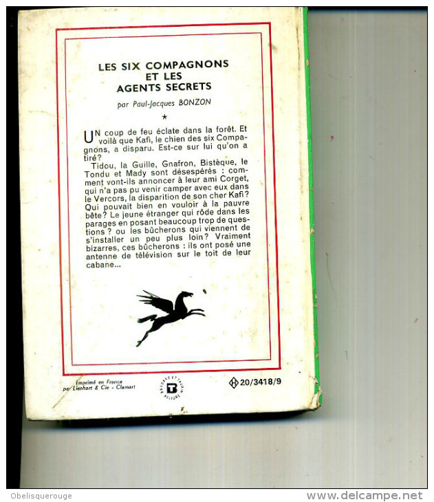 LES SIX COMPAGNONS ET LES AGENTS SECRETS P J BONZON  1970 180  PAGES - Bibliotheque Verte