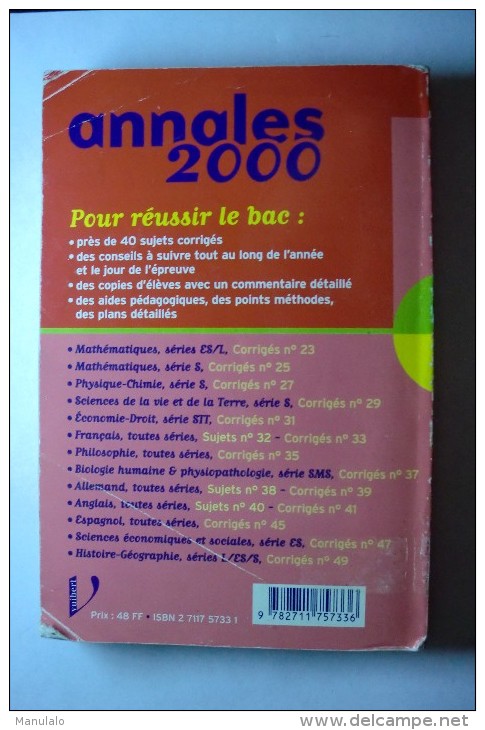 Livre Vuibert - Annales 2000, Corrigés Bac Français - N°33 - Über 18