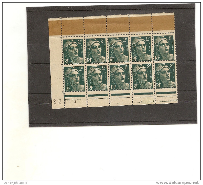 France N° 713 - 2 Frans Gandon En Bande De 5 Avec Bande Raccord Au Dessus Spectaculaire Et Rare - Unused Stamps