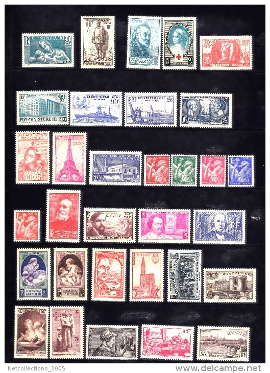 TIMBRES DE FRANCE ANNEE 1939 DU N°419 Au N°450 32 TIMBRES NEUFS SANS CHARNIERES - ....-1939