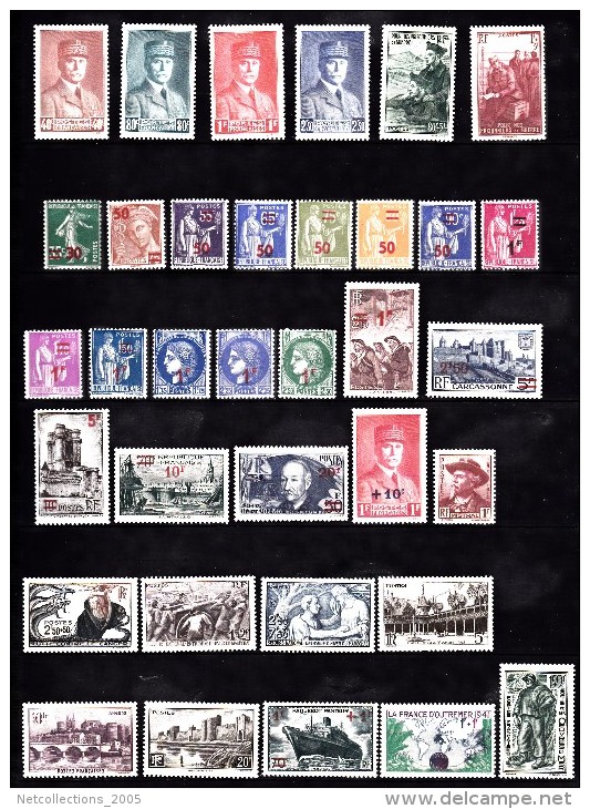 TIMBRES DE FRANCE ANNEE 1941 DU N°470 Au N°537 70 TIMBRES NEUFS SANS CHARNIERES - 1940-1949