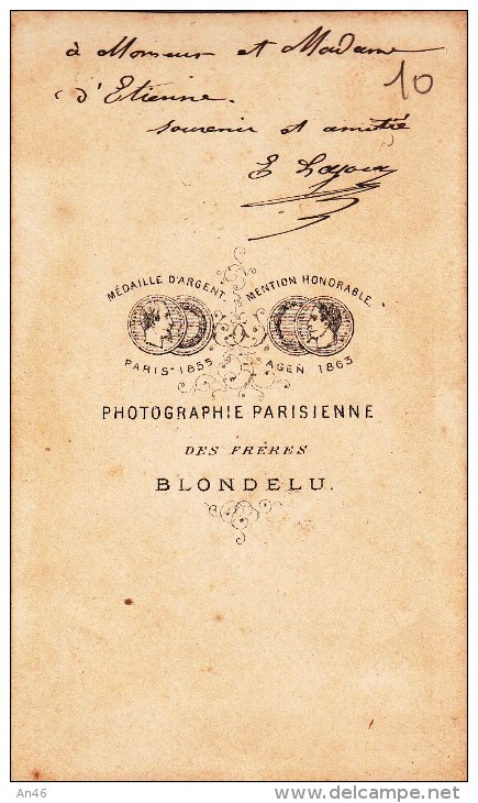 FOTOGRAFIA PHOTOGRAPHY RITRATTO D´EPOCA ANTE 1900/1920- 6,20 X 10,50-PHOTOGRAPHE "BLONDELU FRERES" -PARIS - Antiche (ante 1900)