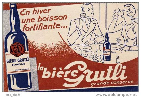 Cpa Pub : La Bière Grutli (Cp Dépliante 2 Volets) - Advertising