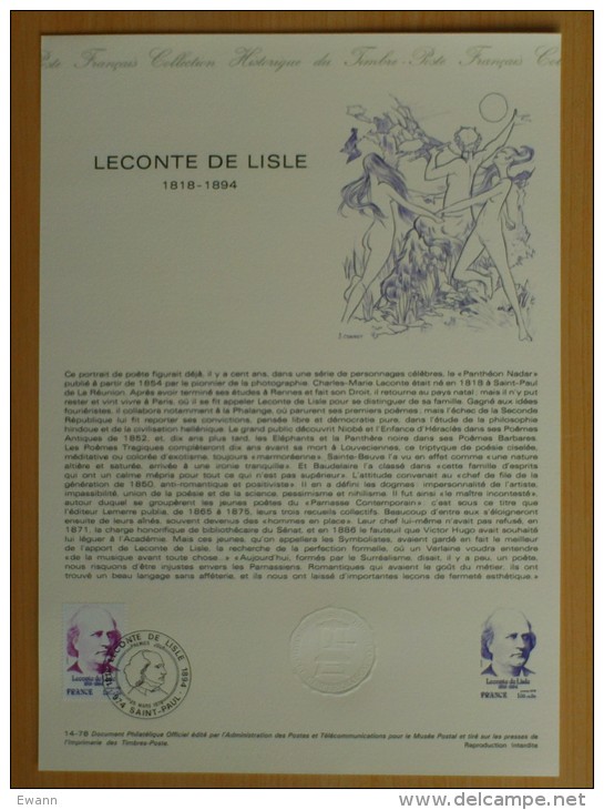 Collection Historique - 1978 - YT N°1988 - Leconte De Lisle - SAINT-PAUL - 1970-1979