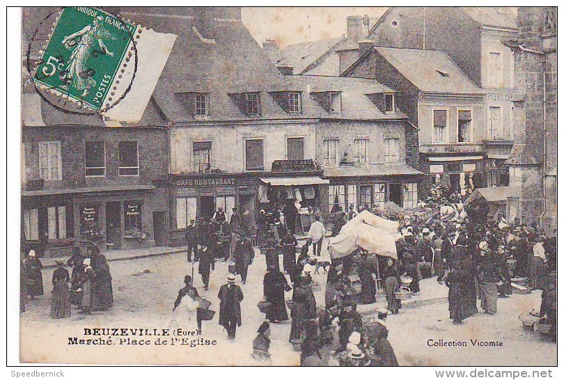 22910 Beuzeville - Le Marché, Place De L'église - Coll Vicomte - Café Restaurant - Autres & Non Classés