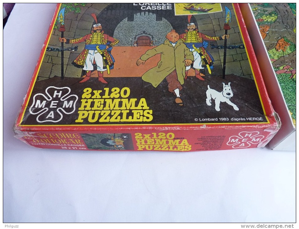RARE Double Puzzle HEMMA 1983 - TINTIN - Le Sceptre D'Ottockar, L'Oreille Cassée 1/2 Incomplet (2) - Puzzels