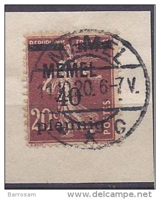 France1920:MEMEL Michel22 Used On Piece - Oblitérés